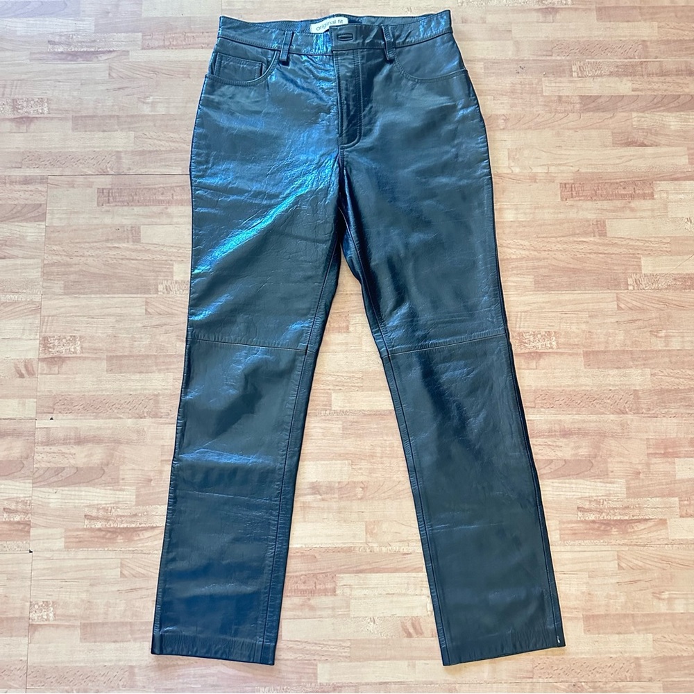 Mint NWOT Gap Leather Soft Supple Pants Black Size 10
